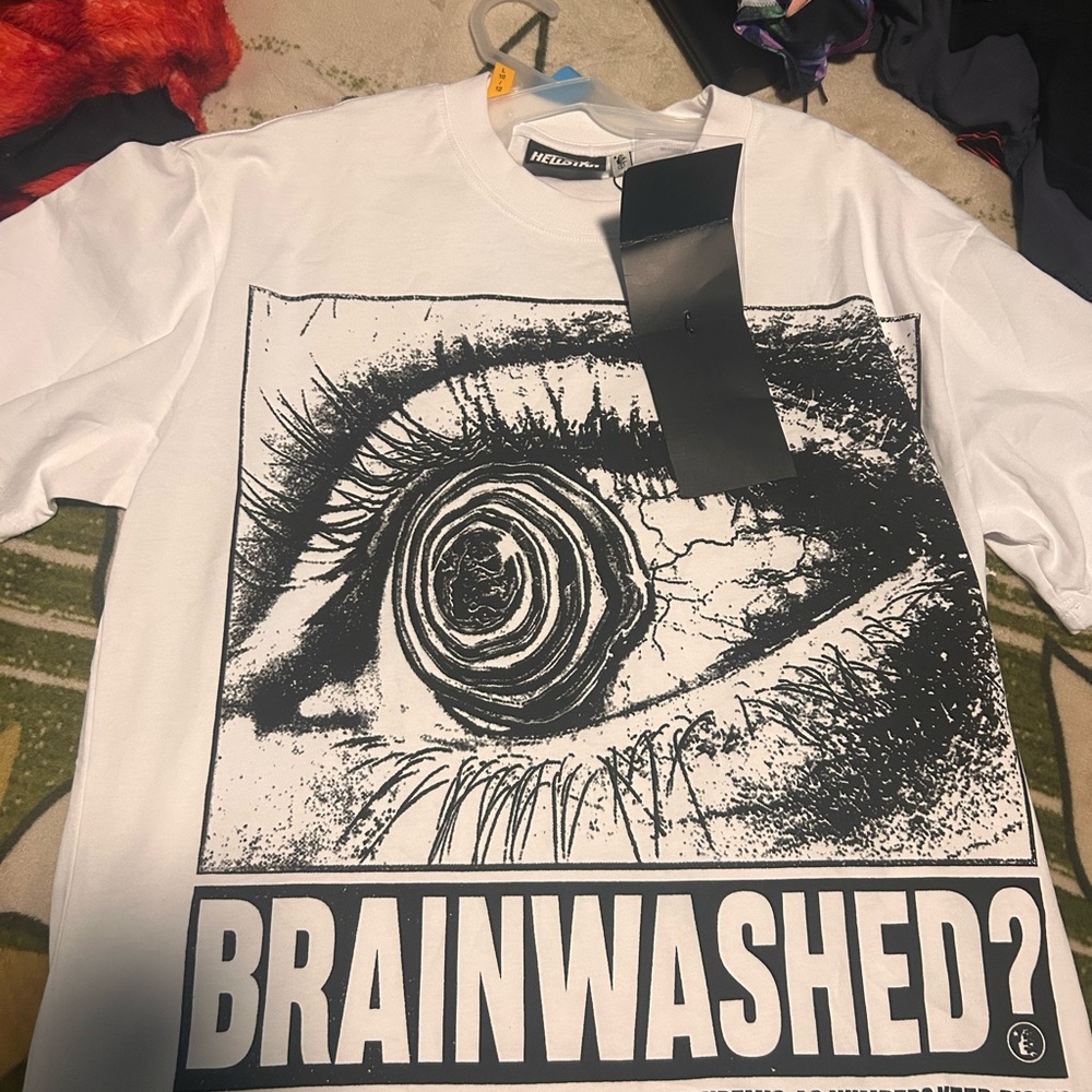 Helmut Lang Black and White Eye Graphic Tee